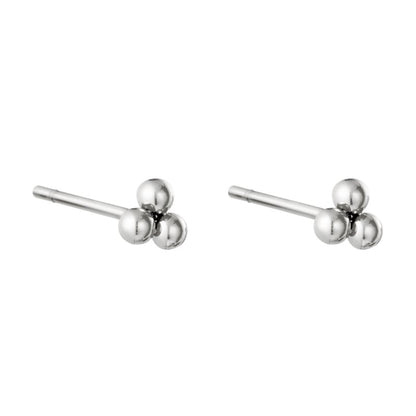 Oorbellen drie bolletjes Triple Bullet mini staal oorknopjes - Idhuna Jewels