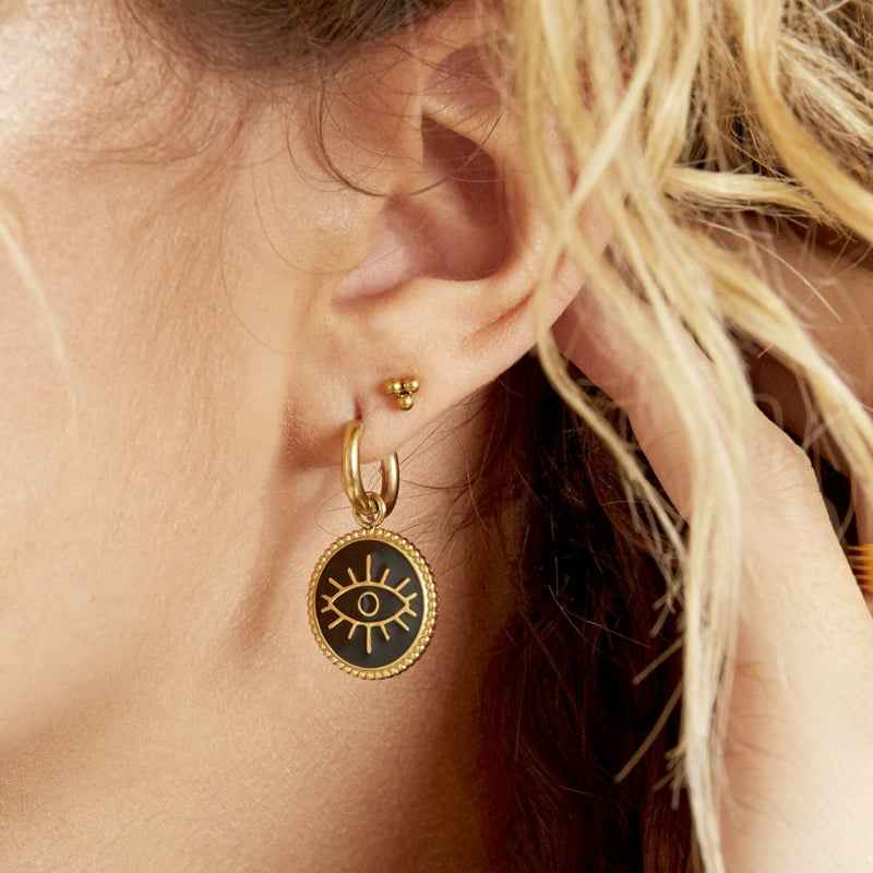 Oorbellen drie bolletjes Triple Bullet mini staal oorknopjes - Idhuna Jewels
