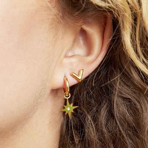 Oorbellen staal V-vormig zilverkleurig - Idhuna Jewels