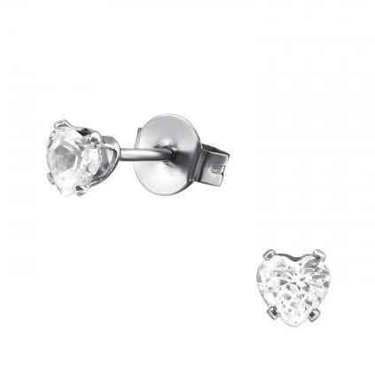 Oorknopjes Chirurgisch Staal Zilver met zirkonia hartje 4 mm - Idhuna Jewels
