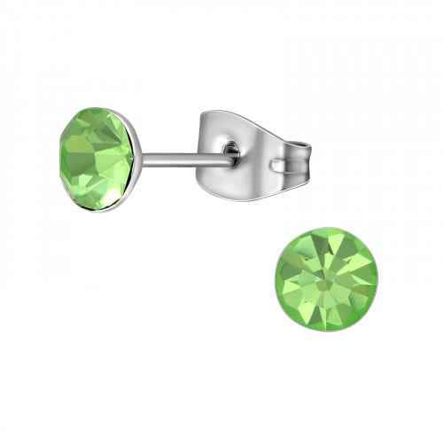 Oorknopjes Chirurgisch staal Peridot groene kristallen - Idhuna Jewels