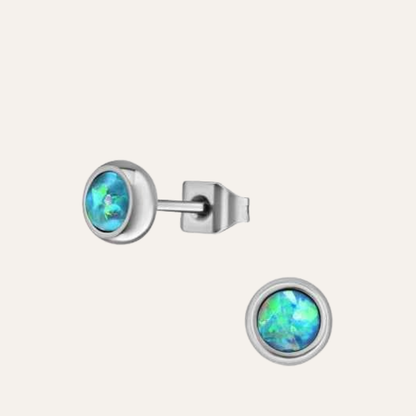 Oorknopjes Stainless Steel zilver Blue Opal