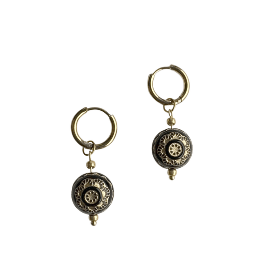 Oorringen Rvs goud Czech Flower Lulu