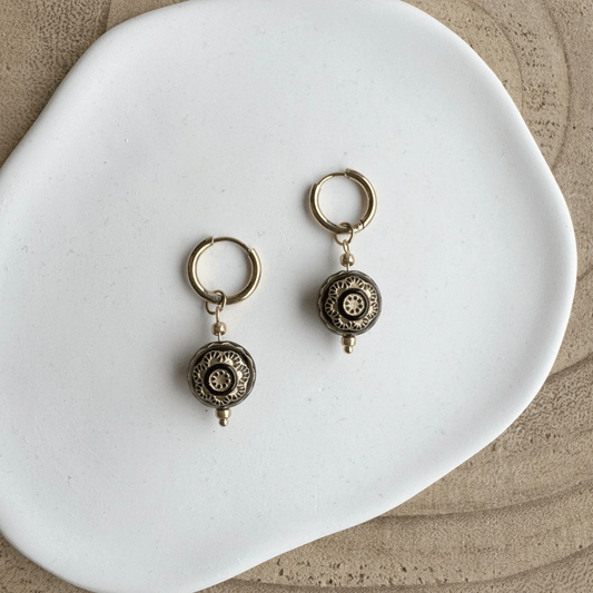 Oorringen Rvs goud Czech Flower Lulu