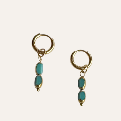 Oorringen Staal turquoise glashangers Yara