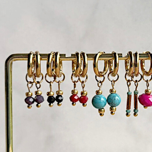 Oorringen met Bruine hangers Stainless Steel