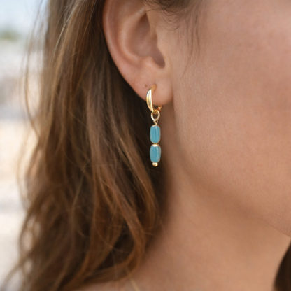Oorringen Staal turquoise glashangers Yara