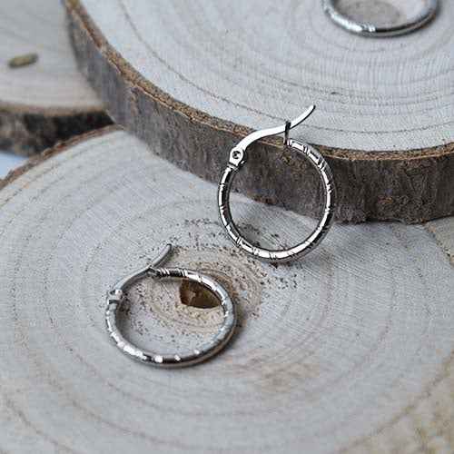 Oorringen staal zilver 23 mm - Idhuna Jewels