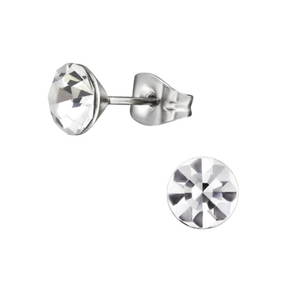 Oorstekers Chirurgisch Staal met kristallen 5 mm - Idhuna Jewels