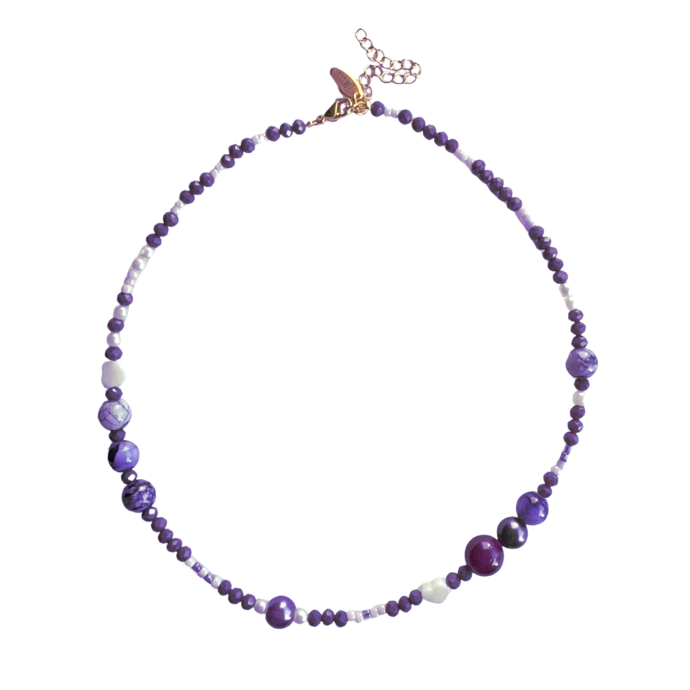Paarse Kralen Ketting Dames Purple Sue - Idhuna Jewels