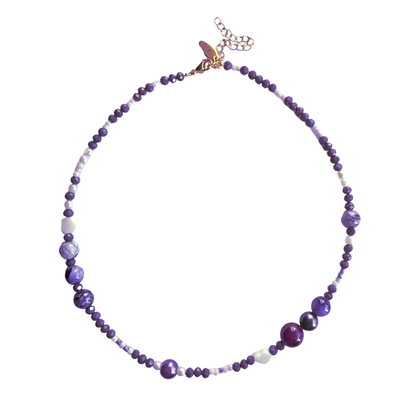 Paarse Kralen Ketting Dames Purple Sue - Idhuna Jewels
