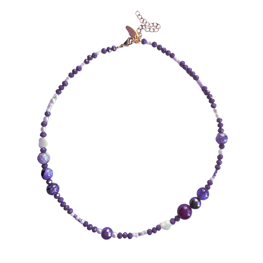 Paarse Kralen Ketting Dames Purple Sue - Idhuna Jewels