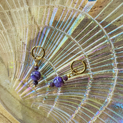 PURPLE CHARM BEADS STEEL EARRINGS AINSLEY