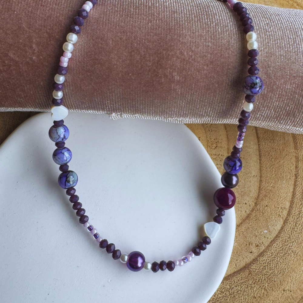 Paarse Kralen Ketting Dames Purple Sue