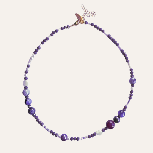 Paarse Kralen Ketting Dames Purple Sue