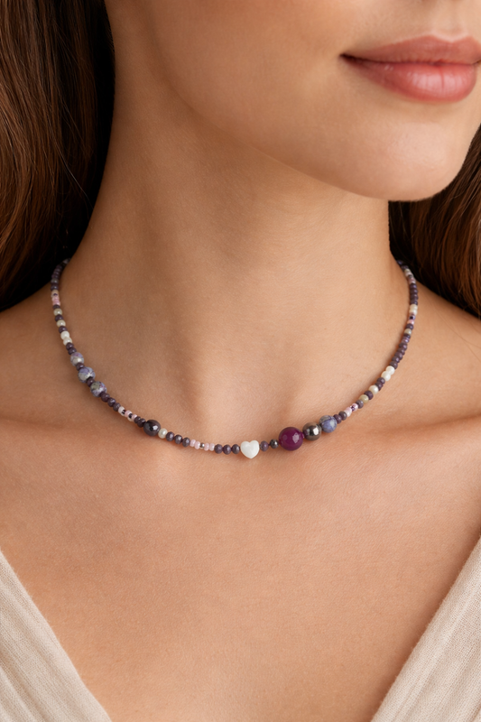 Paarse Kralen Ketting Dames Purple Sue