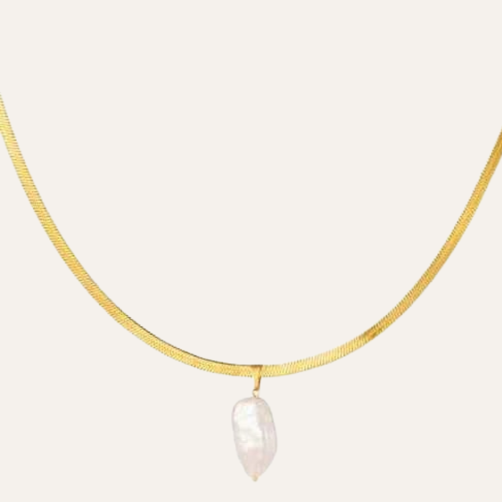 Parel ketting schakels chirurgisch staal goud