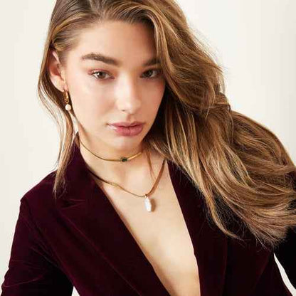 Parel ketting schakels chirurgisch staal goud - Idhuna Jewels