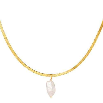 Parel ketting schakels chirurgisch staal goud - Idhuna Jewels