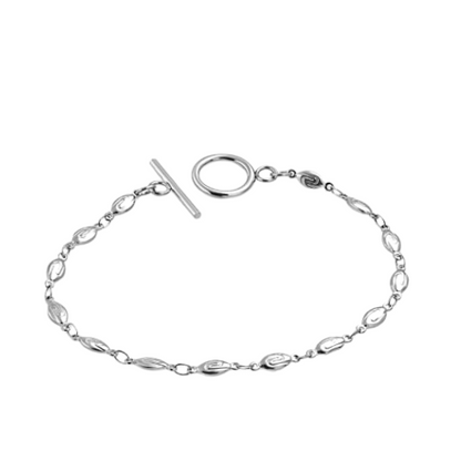 Prachtige zilverkleurige Rvs armband met toggle sluiting