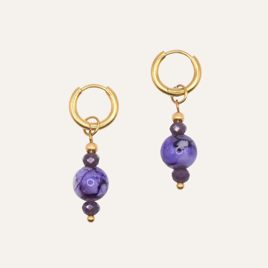 Purple Charm Steel Earrings Ainsley