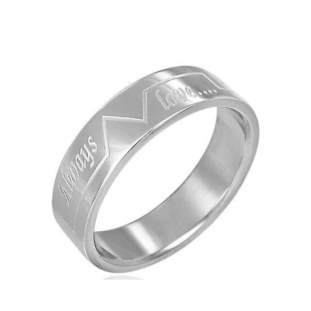 RVS RING met tekst Always Love - maat 19