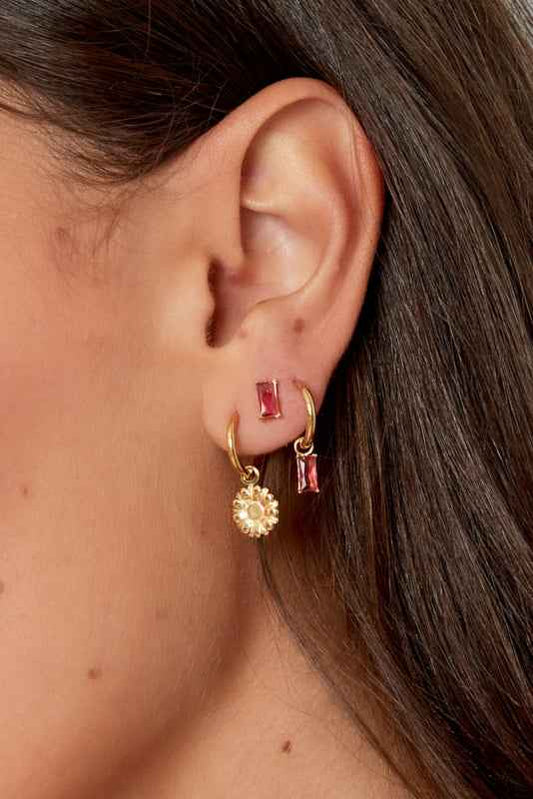 Rechthoekige Zirkonia Oorknoppen Stainless Steel zilver - Idhuna Jewels