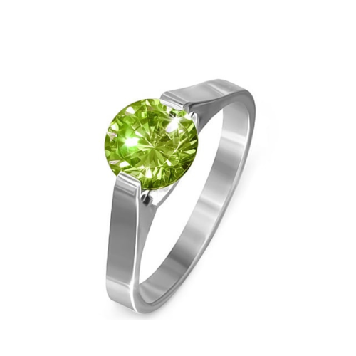 Ring staal met grote groene zirkonia
