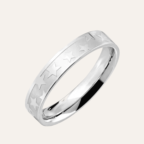 Ring Chirurgisch Staal zilver dames met sterren