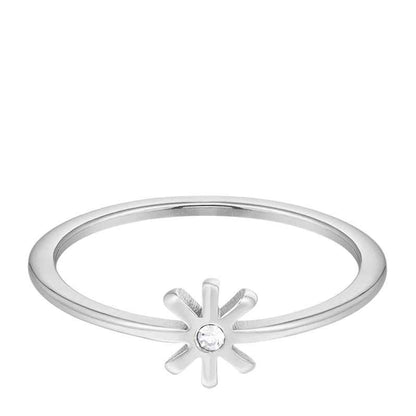 Ring dames staal zilver met bloem en zirkonia - Idhuna Jewels