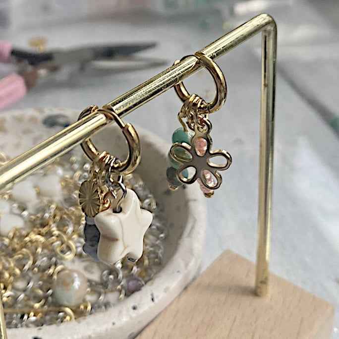 Ronde Rvs bedels goud voor oorringen - Idhuna Jewels