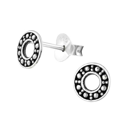 Ronde zilveren dames oorbellen Bali dots - Idhuna Jewels