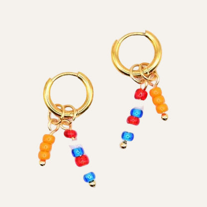 Rood wit blauwe oorbellen Holland Voetbal koningsdag staal goudkleurig - Idhuna Jewels