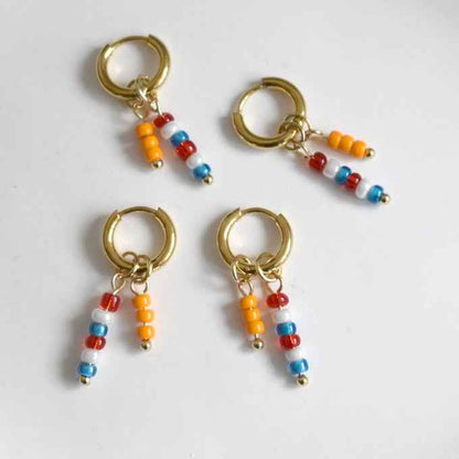 Rood wit blauwe oorbellen Holland Voetbal koningsdag staal goudkleurig - Idhuna Jewels