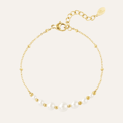 Armband met witte parels goudkleurig staal Rosalie
