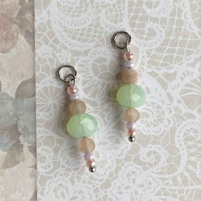 Rvs Bedels Zilver Mintgroene facet met natuursteen zalmroze en lila kralen - Idhuna Jewels