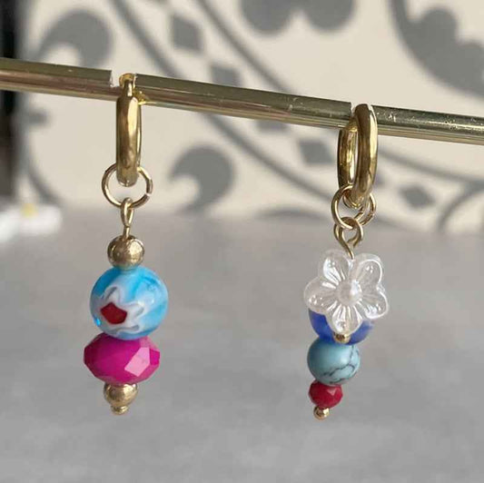 Rvs Bedels zilver voor Oorbellen met Parelmoer bloemetjes - Idhuna Jewels