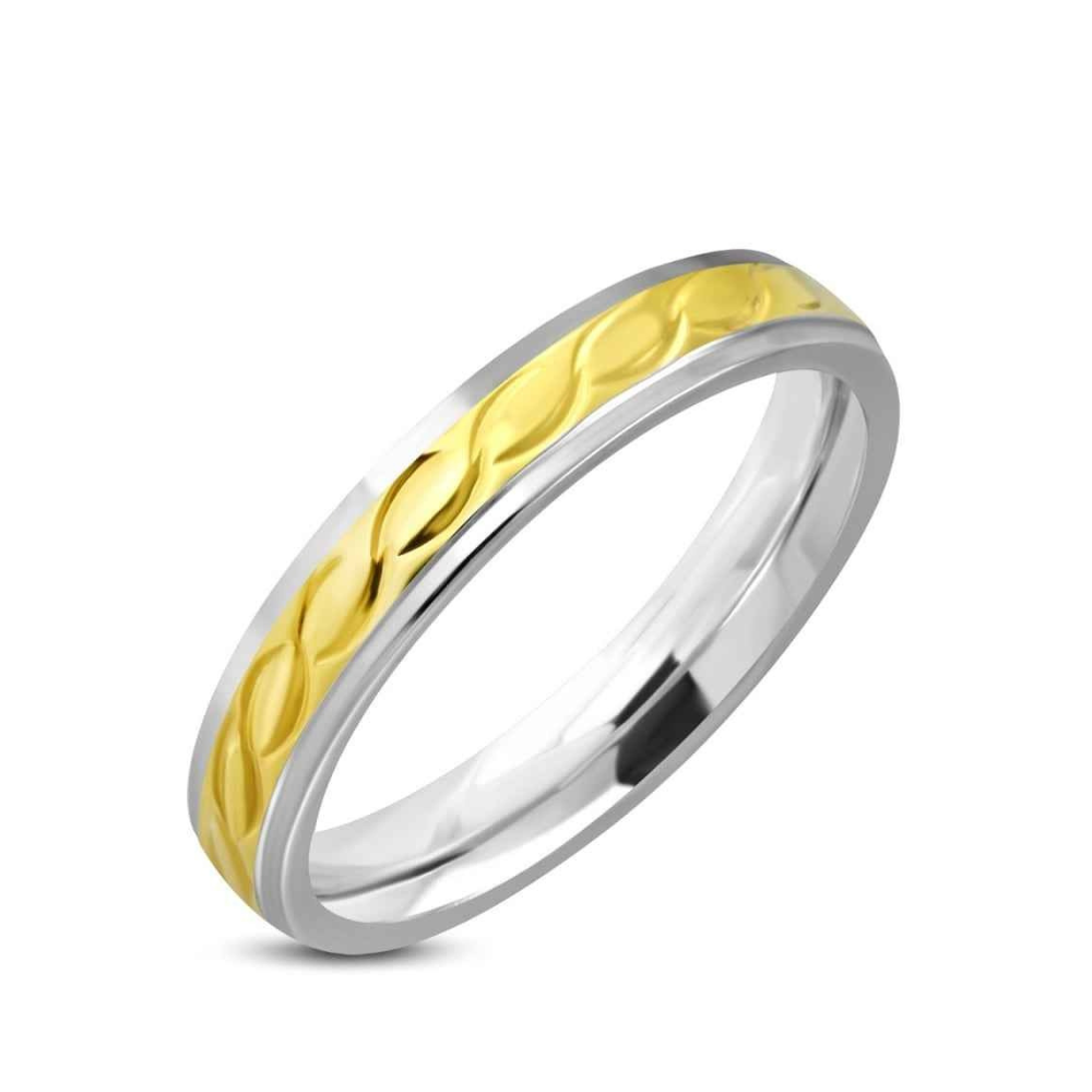 Rvs ringen vrouw zilver met gouden band