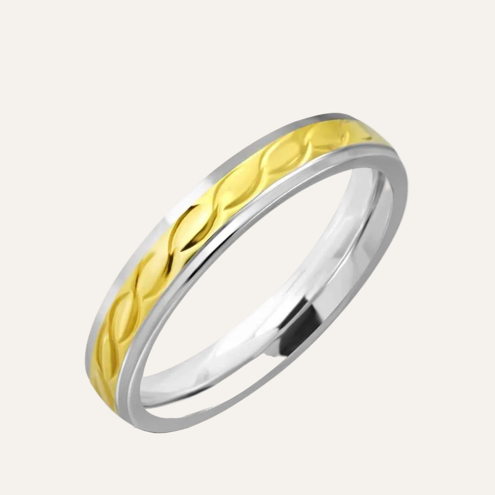 Rvs ringen vrouw zilver met gouden band