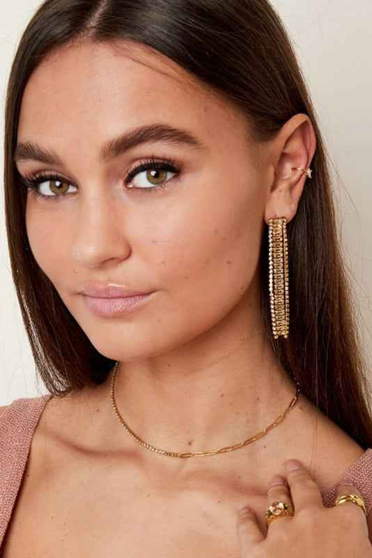 Stainless Steel Ketting Dames Zilver zwarte zirkonia's en schakels - Idhuna Jewels