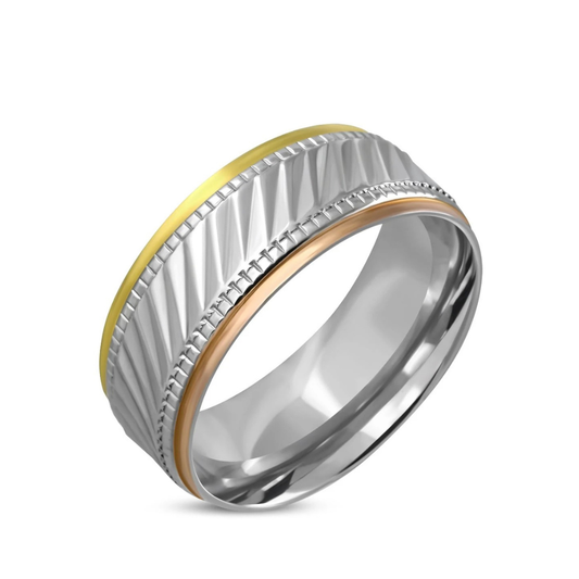 Stalen ring dames in drie kleuren