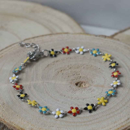 Stalen Bloemetjes armband dames madeliefjes - Idhuna Jewels
