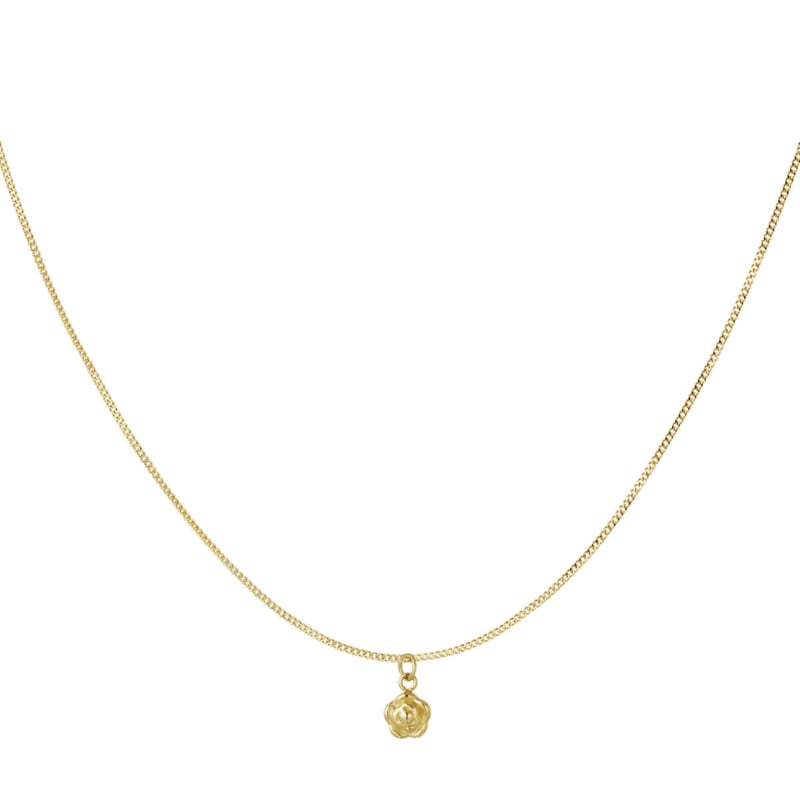 Stalen Ketting dames goud met hanger klein roosje - Idhuna Jewels