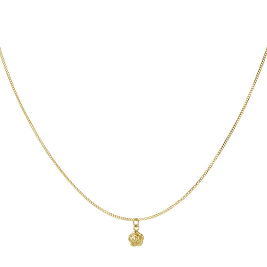 Stalen Ketting dames goud met hanger klein roosje - Idhuna Jewels
