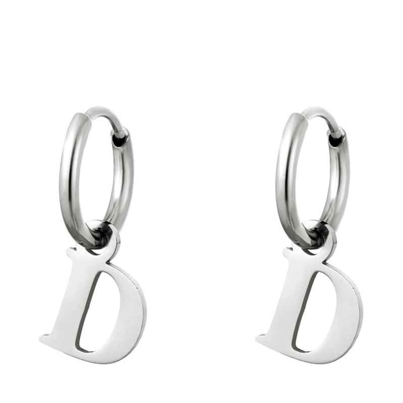 Stalen Letter oorbellen Alfabet inital - Idhuna Jewels
