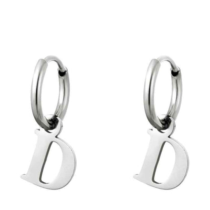 Stalen Letter oorbellen Alfabet inital - Idhuna Jewels