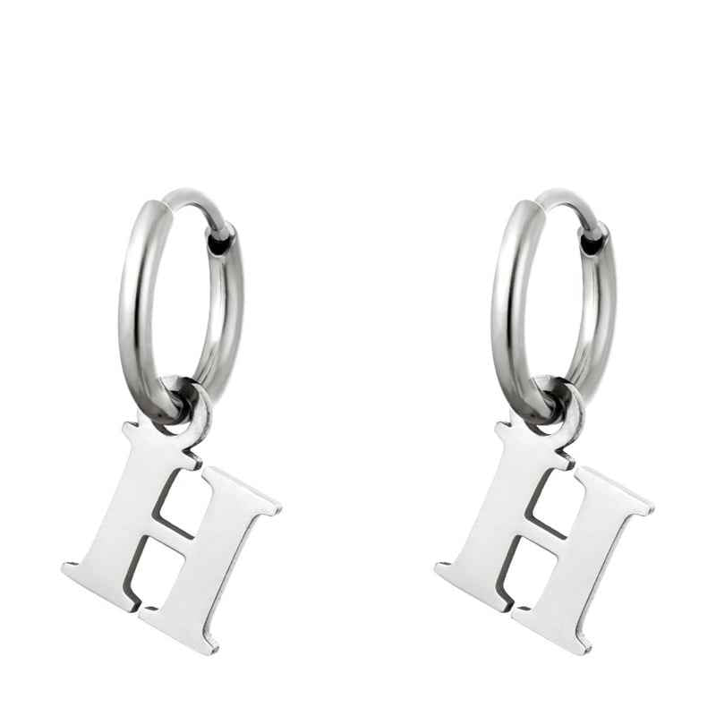 Stalen Letter oorbellen Alfabet inital - Idhuna Jewels