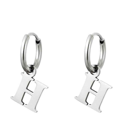 Stalen Letter oorbellen Alfabet inital - Idhuna Jewels