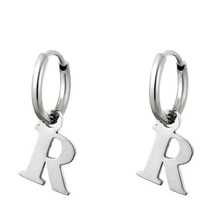 Stalen Letter oorbellen Alfabet inital - Idhuna Jewels