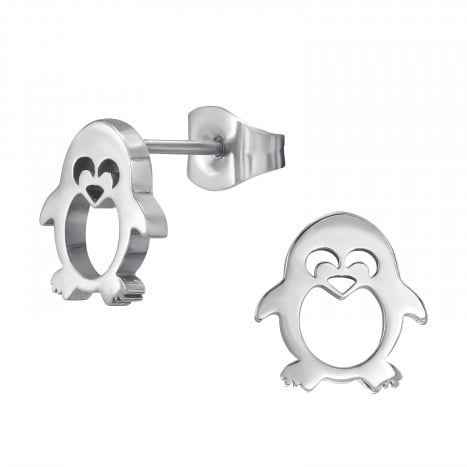 Stalen Pinguïn Dieren Oorbellen Zilver - Idhuna Jewels